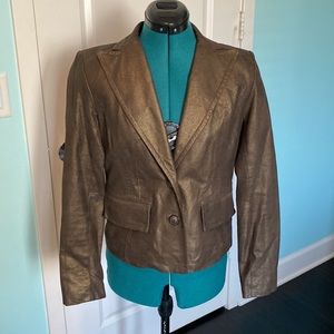 Alfani copper brown leather blazer
